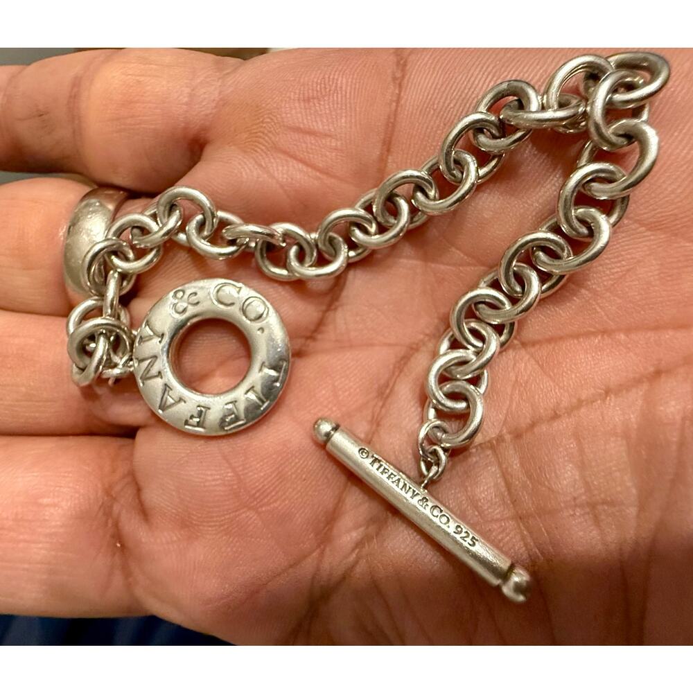 Vintage Authentic Tiffany & Co Sterling 925 Toggle Bracelet 6.75” 25g COA - Picture 8 of 11